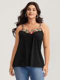 3D Floral Neckline Tank Top
