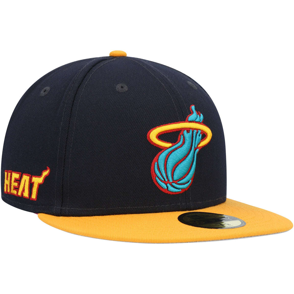 Miami Heat New Era Midnight 59FIFTY Fitted Hat - Navy/Yellow