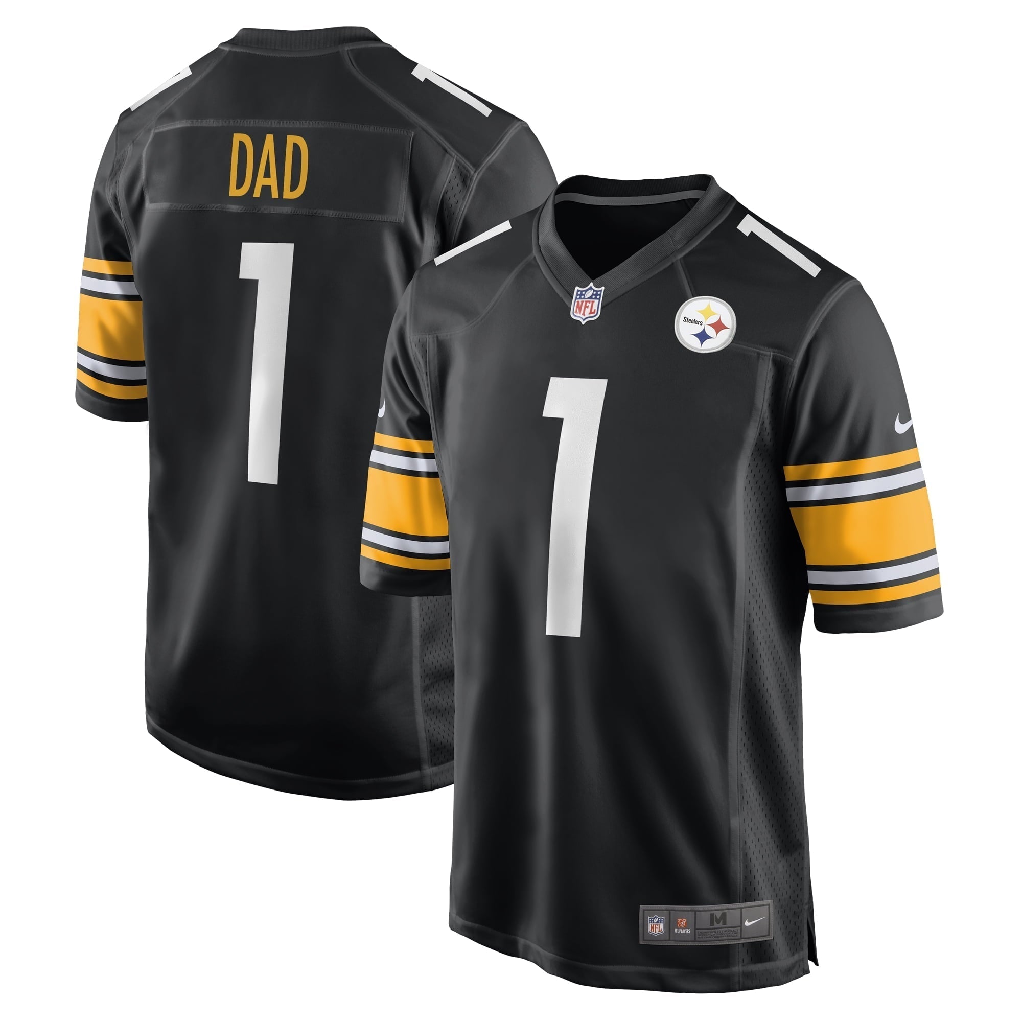 Men s Nike Number 1 Dad Black Pittsburgh Steelers Game Jersey