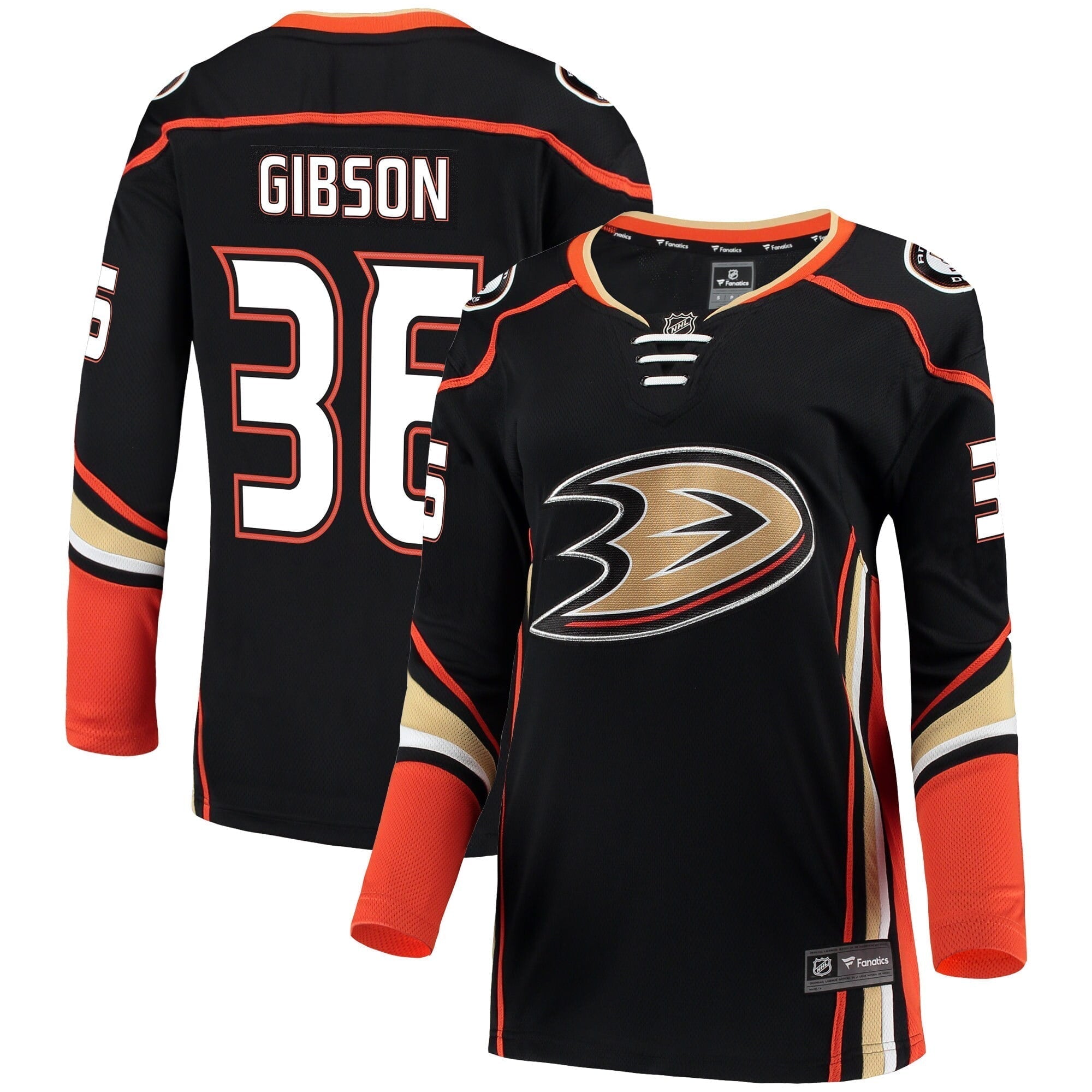 Women's Fanatics Branded John Gibson Black Anaheim Ducks Breakaway Jersey