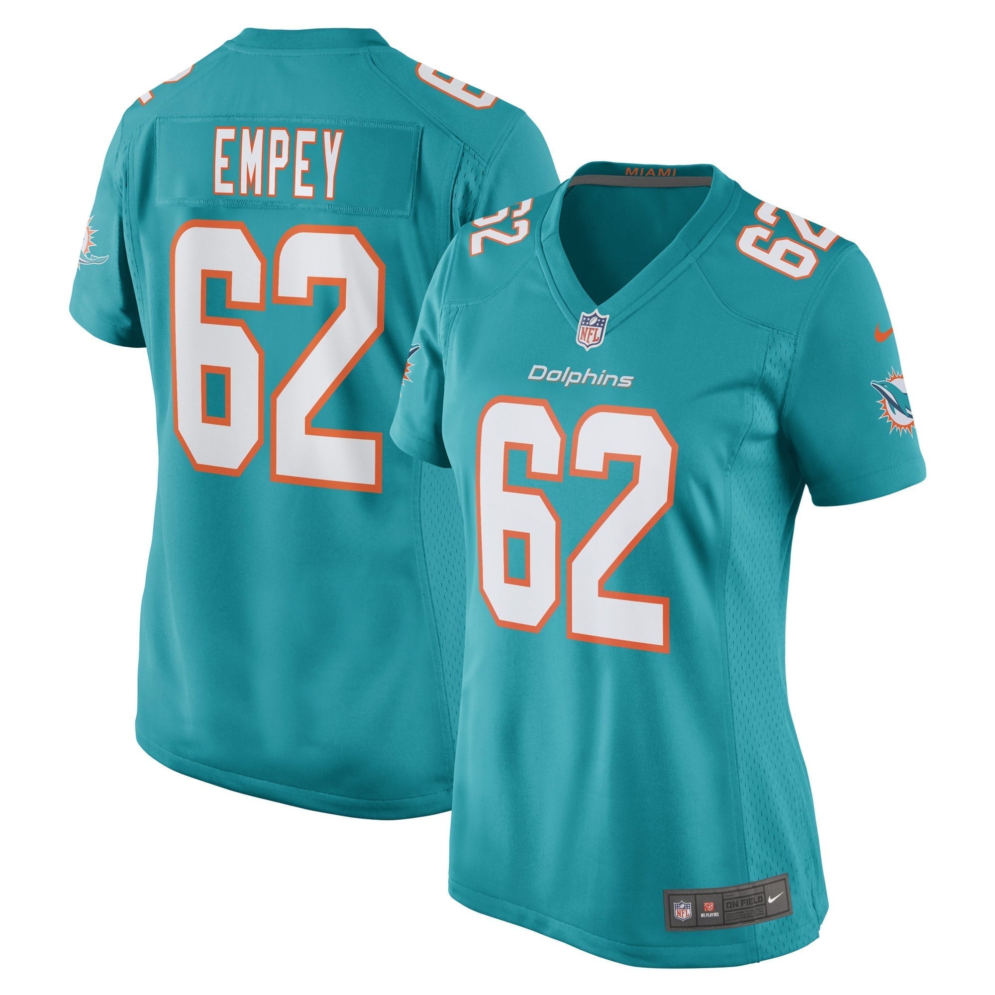 Women s Nike James Empey Aqua Miami Dolphins Game Player Jersey