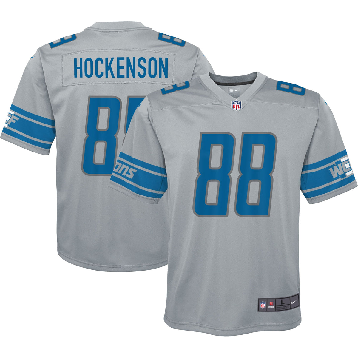 T.J. Hockenson Detroit Lions Nike Youth Inverted Game Jersey   Silver
