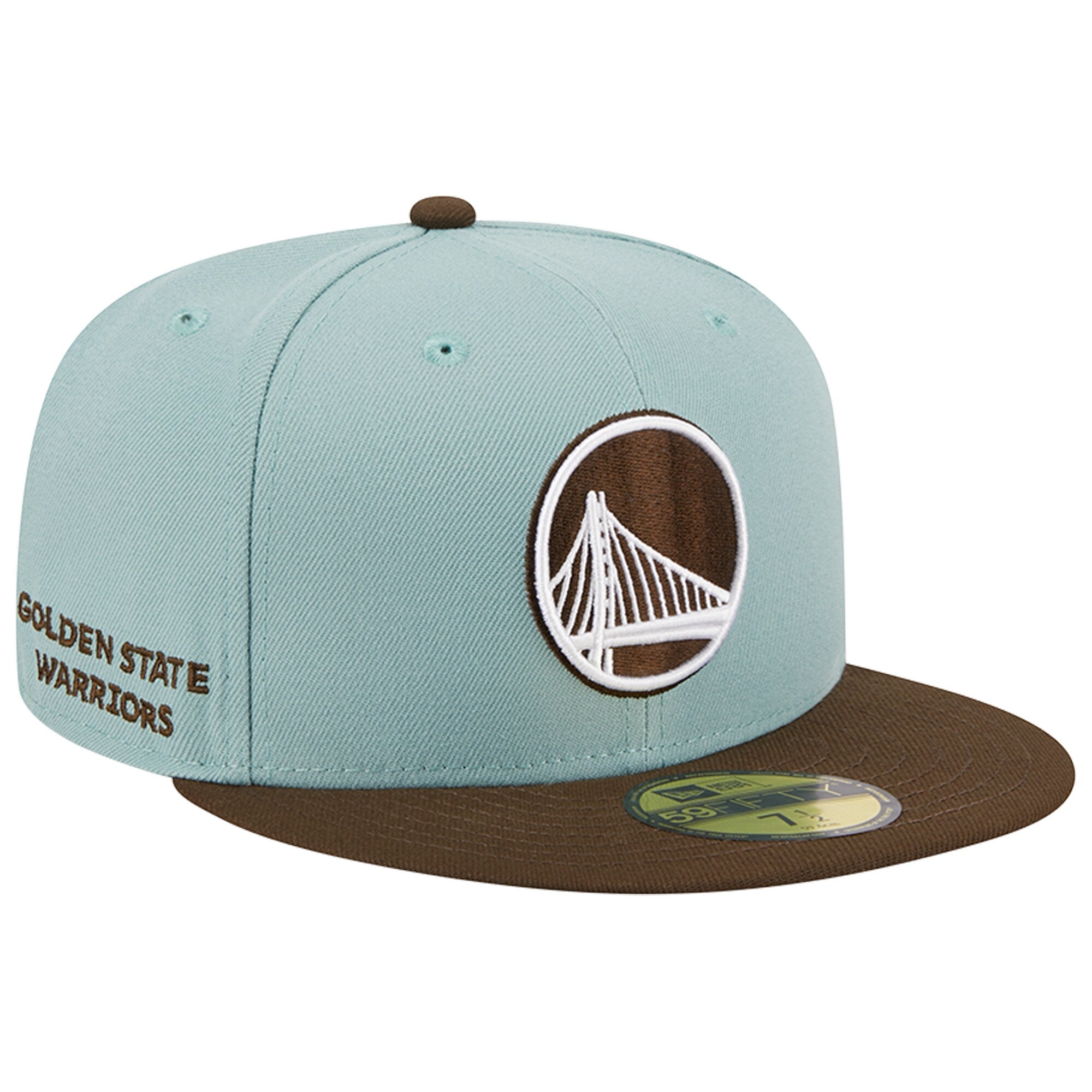 Golden State Warriors New Era Two-Tone 59FIFTY Fitted Hat - Light Blue/Brown