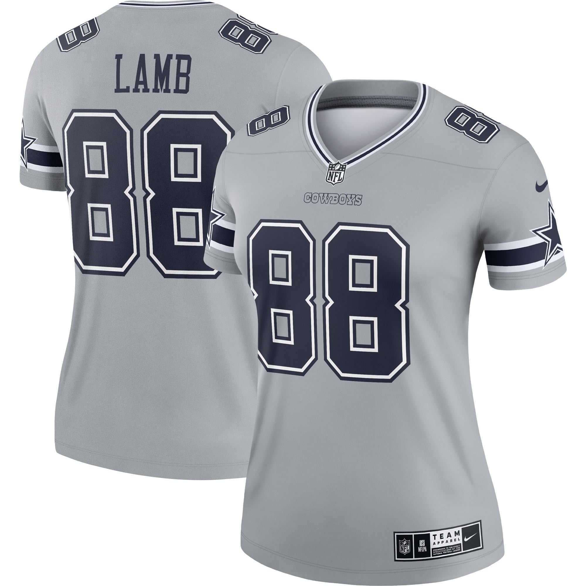 CeeDee Lamb Dallas Cowboys Nike Women s Inverted Legend Jersey   Gray