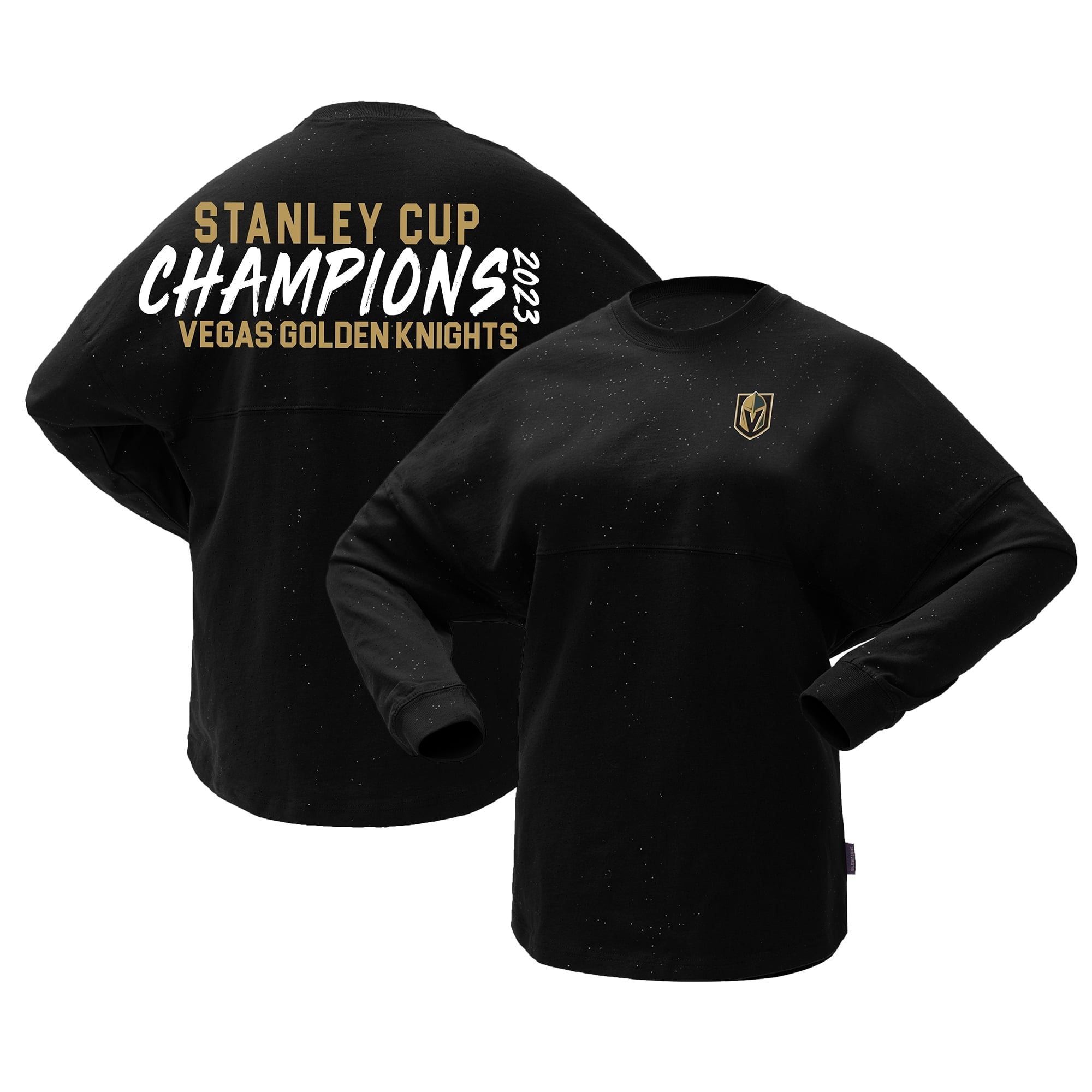 Women's Fanatics Branded Black Vegas Golden Knights 2023 Stanley Cup Champions Sparkle Spirit Jersey Long Sleeve