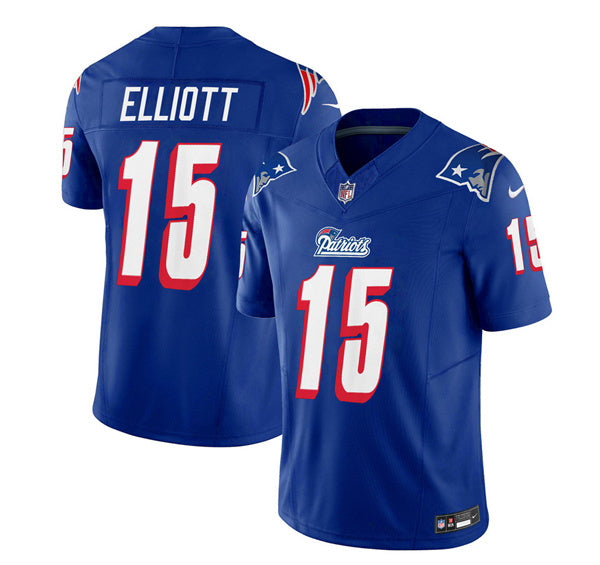 Men s New England Patriots Ezekiel Elliott Blue 2023 F.U.S.E. Vapor Limited Stitched Jersey