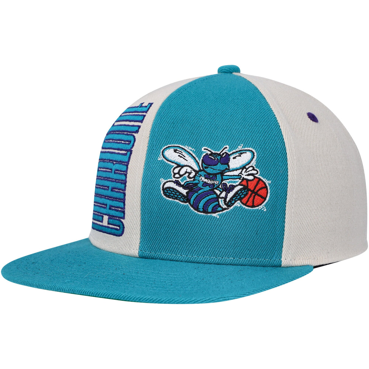 Charlotte Hornets Mitchell & Ness Hardwood Classics Pop Snapback Hat - Cream