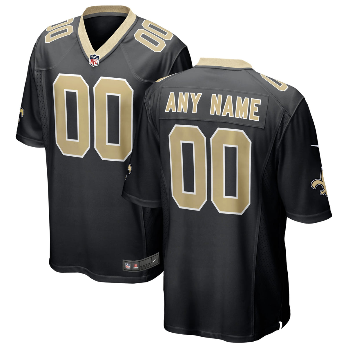 New Orleans Saints Nike Custom Game Jersey   Black