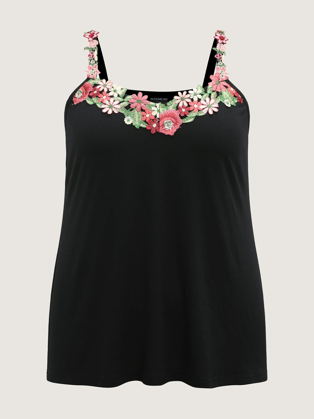 3D Floral Neckline Tank Top