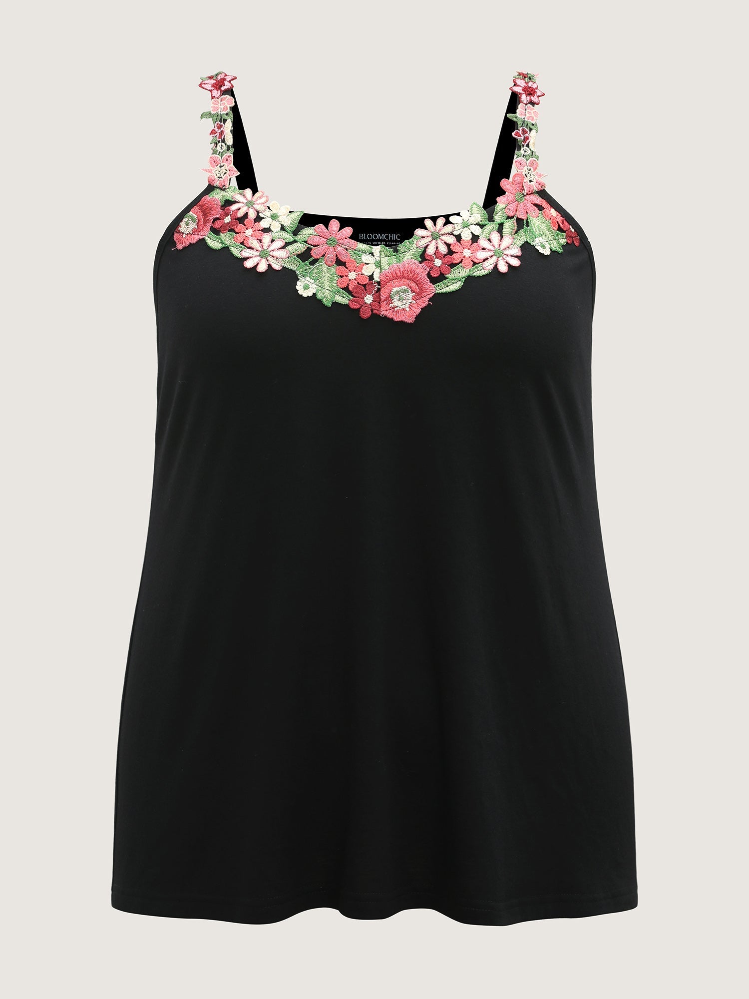 3D Floral Neckline Tank Top