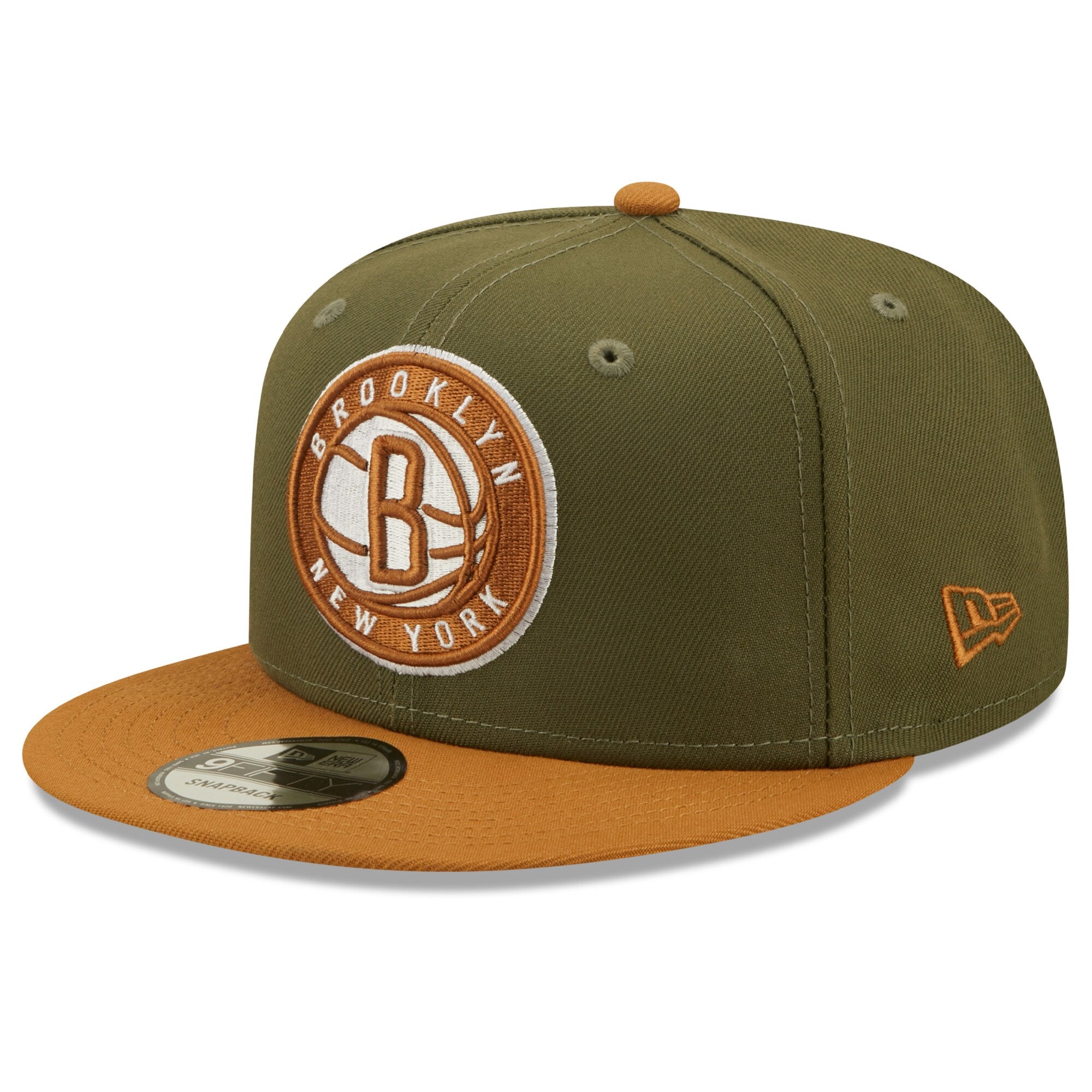 Brooklyn Nets New Era Two-Tone Color Pack 9FIFTY Snapback Hat - Olive/Brown