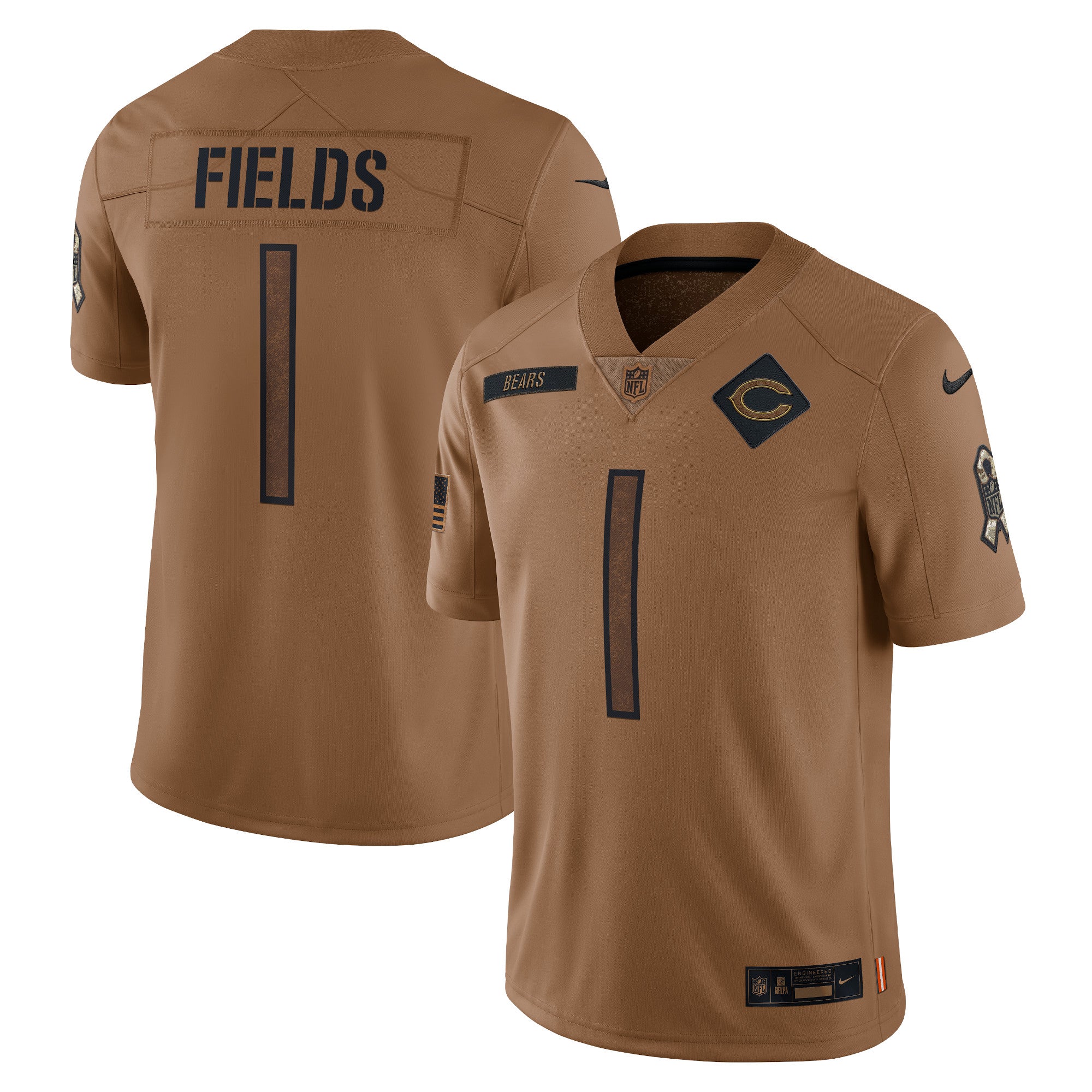 Justin Fields Chicago Bears Nike 2023 Salute To Service Limited Jersey   Brown