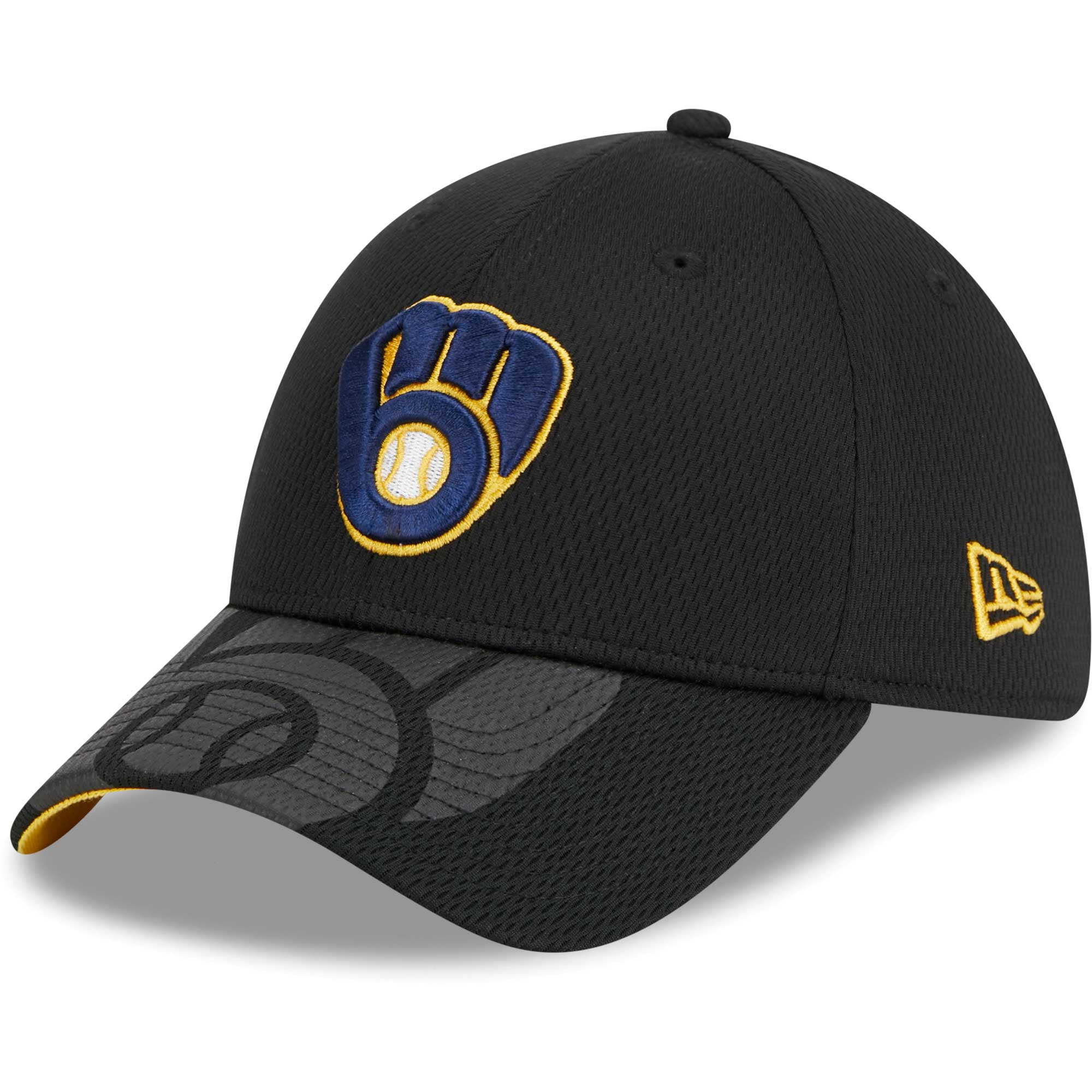Milwaukee Brewers New Era Top Visor 39THIRTY Flex Hat - Black