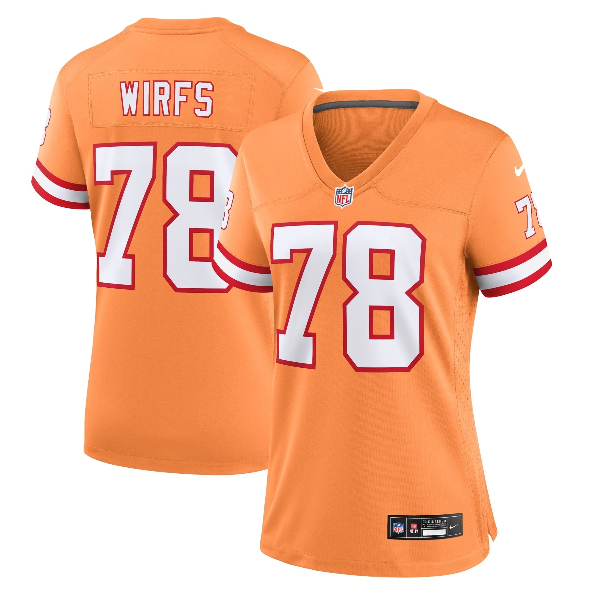 Women s Nike Tristan Wirfs Orange Tampa Bay Buccaneers Throwback Game Jersey