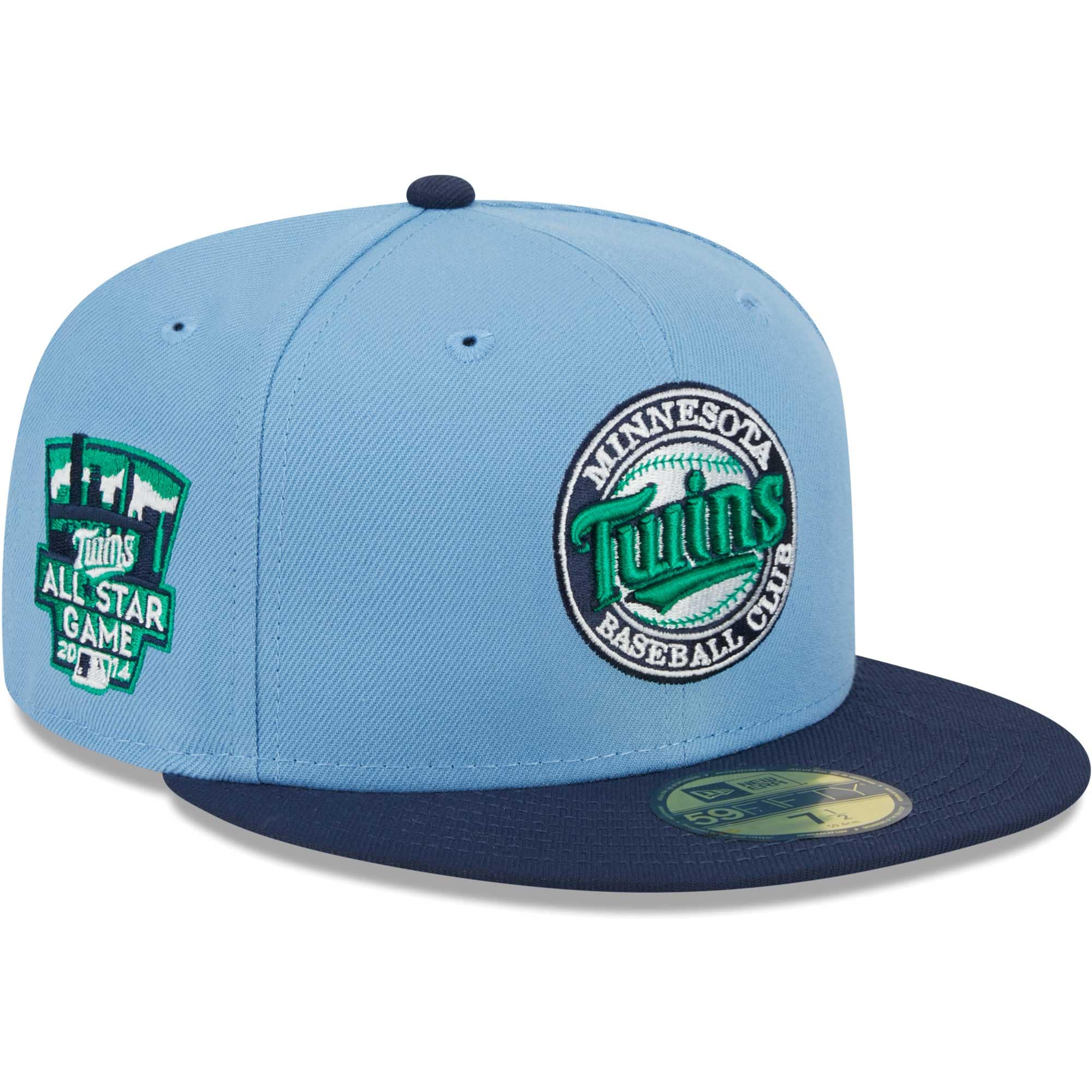 Minnesota Twins New Era Green Undervisor 59FIFTY Fitted Hat - Light Blue/Navy