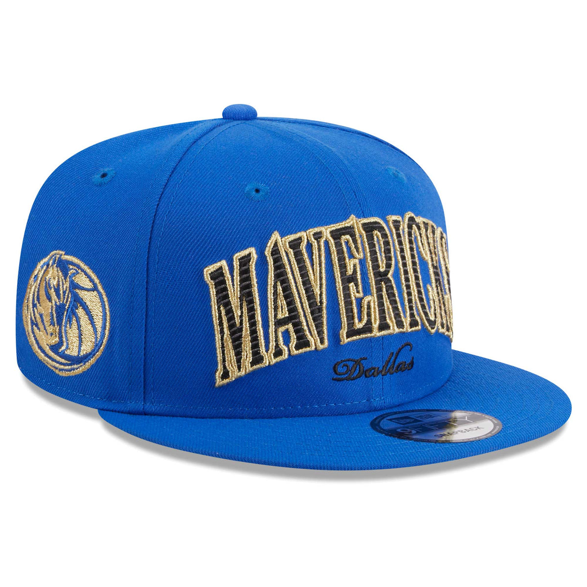 Dallas Mavericks New Era Golden Tall Text 9FIFTY Snapback Hat - Blue