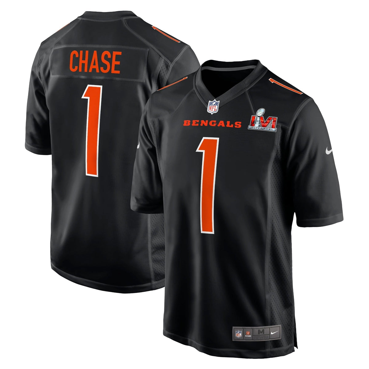 Men s Nike Ja Marr Chase Black Cincinnati Bengals Super Bowl LVI Bound Game Fashion Jersey