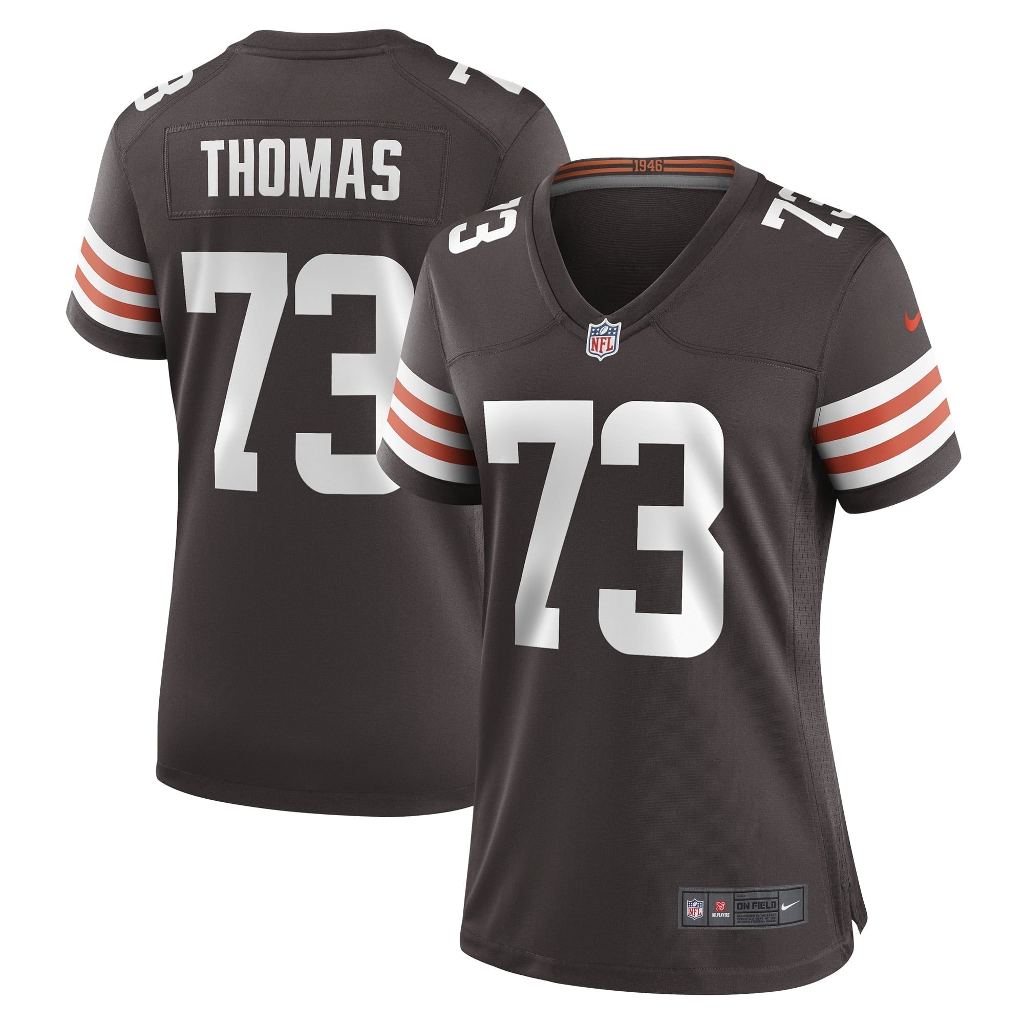 Women s Nike Joe Thomas Brown Cleveland Browns Retired Game Player Jersey