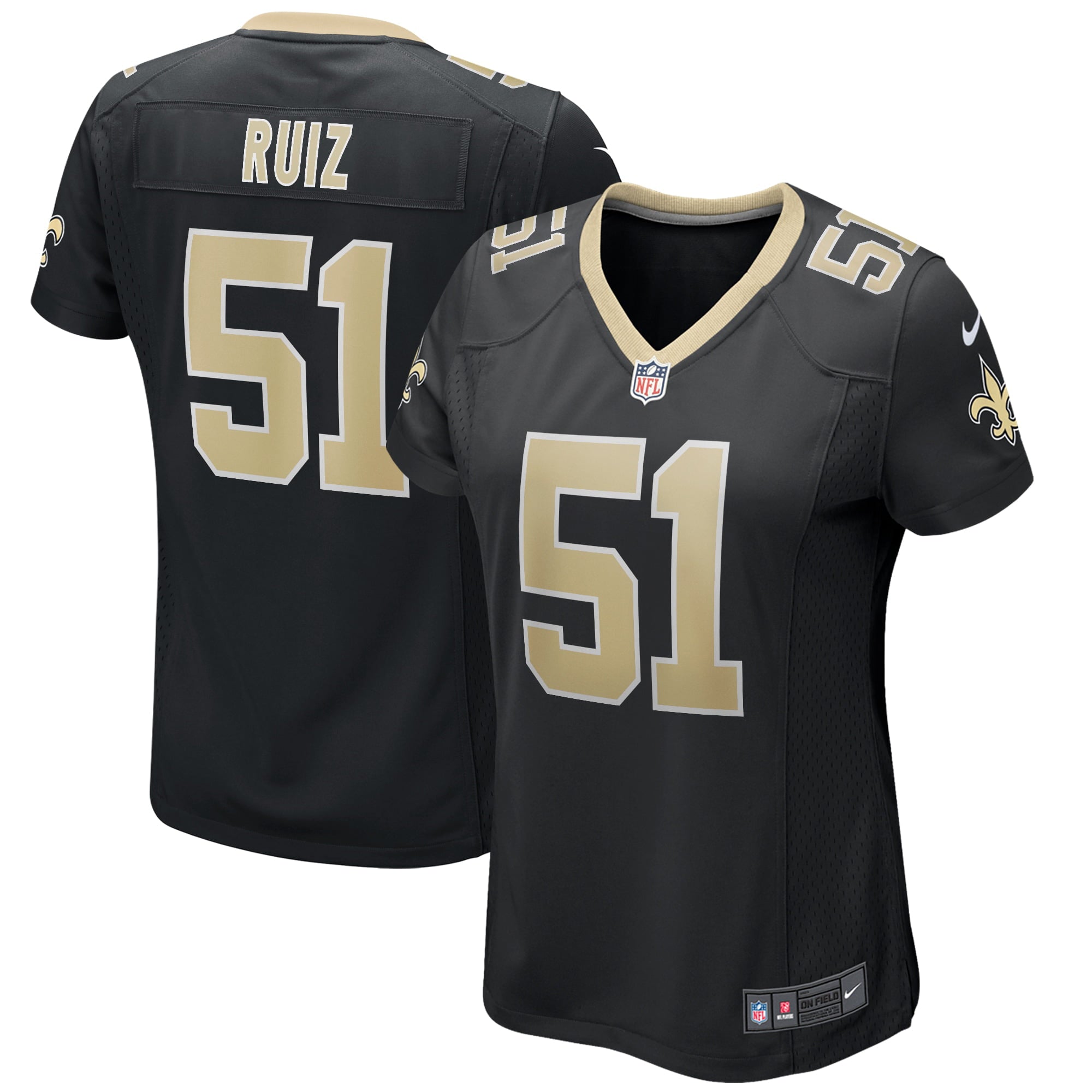 Women s Nike Cesar Ruiz Black New Orleans Saints Game Jersey