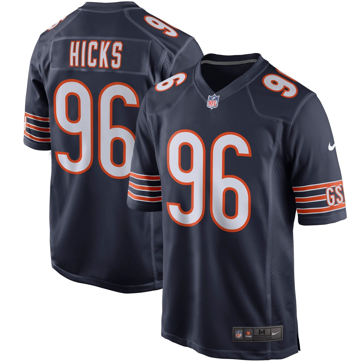 Men s Nike Akiem Hicks Navy Chicago Bears Player Game Jersey
