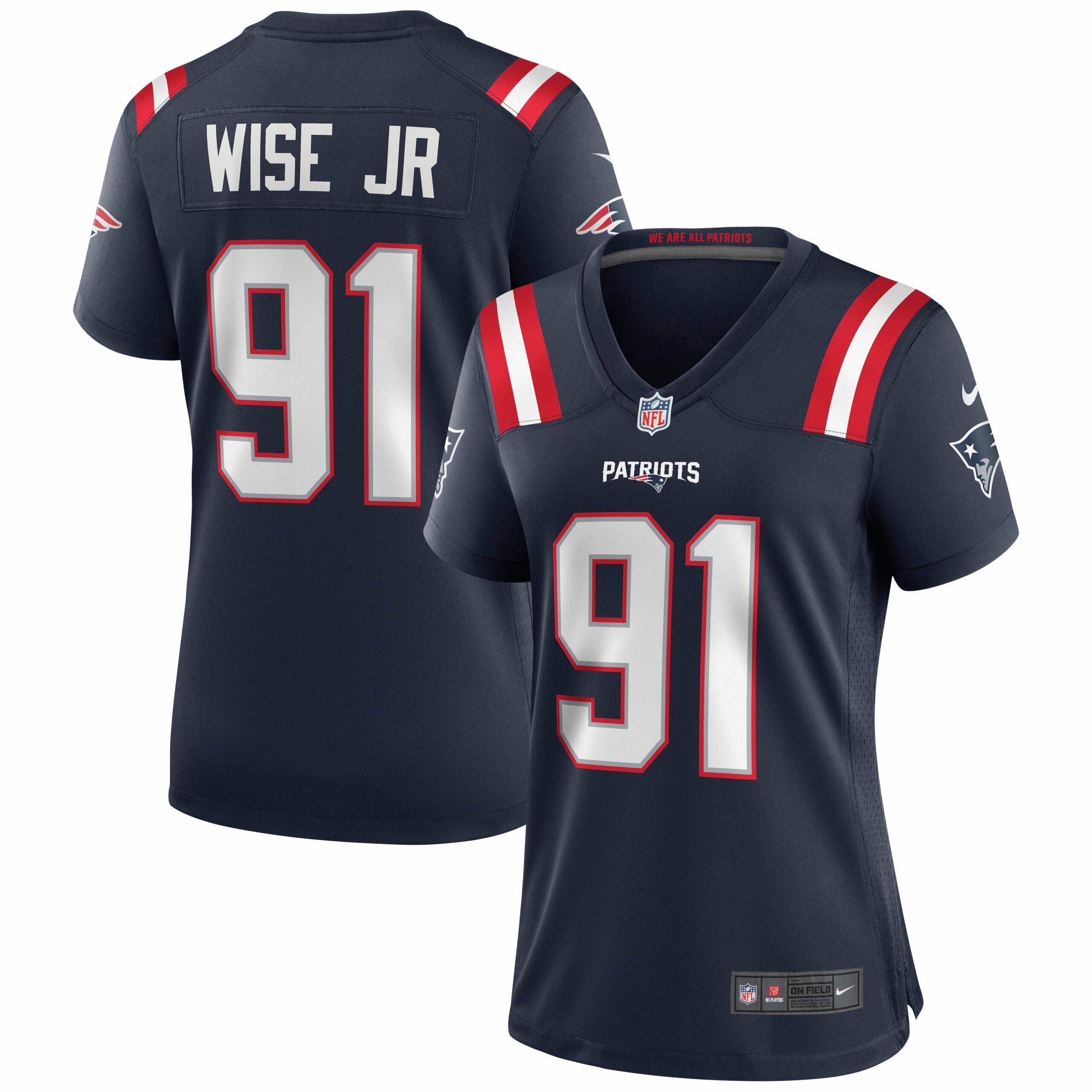 Women s Nike Deatrich Wise Jr. Navy New England Patriots Game Jersey