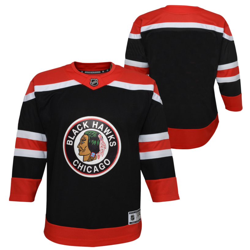 Youth Chicago Blackhawks Black Reverse Retro Blank Replica Team Jersey