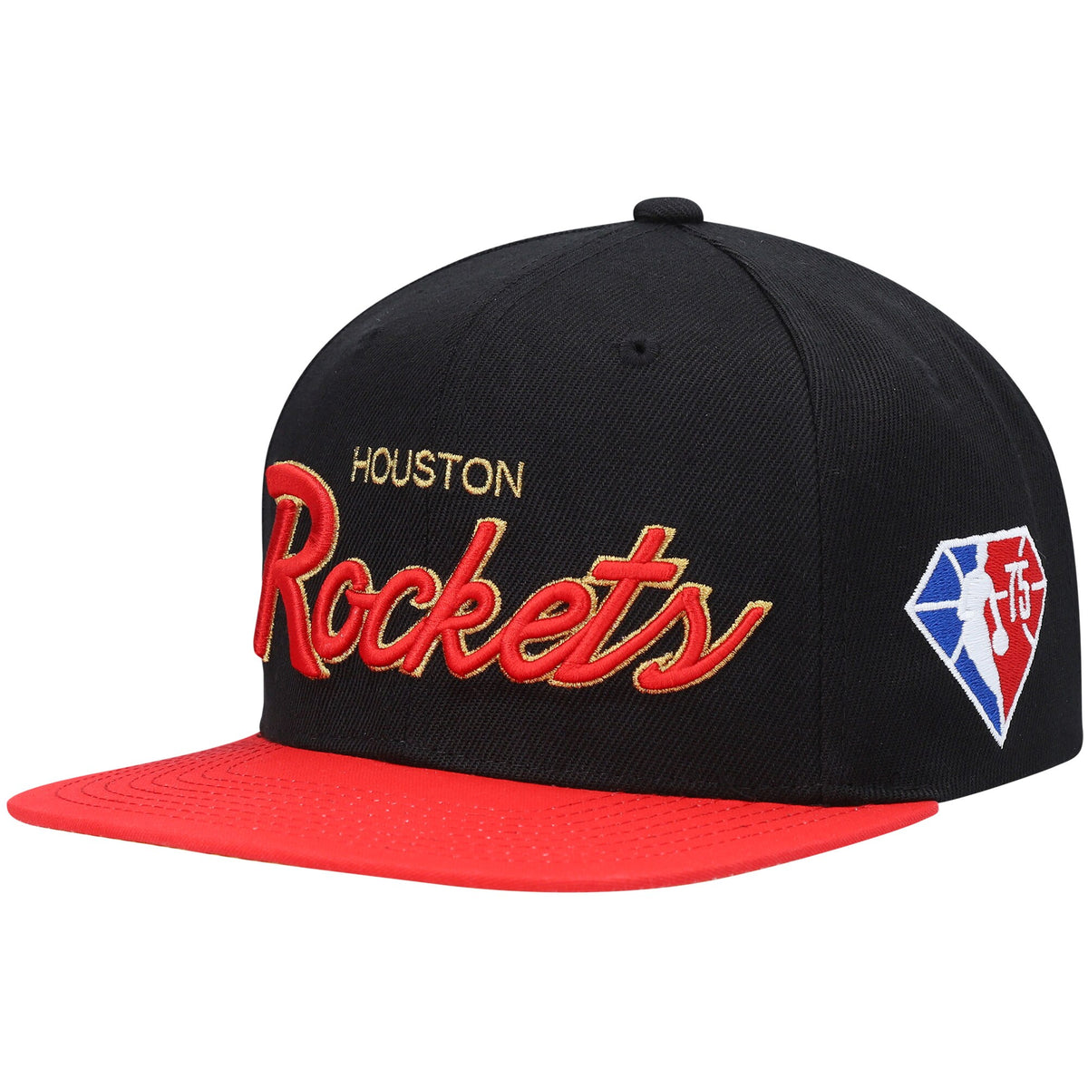 Houston Rockets Mitchell & Ness NBA 75th Anniversary Snapback Hat - Black