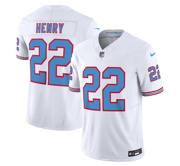 Men s Tennessee Titans Derrick Henry White 2023 F.U.S.E. Vapor Limited Throwback Stitched Jersey