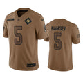 Men s Miami Dolphins Jalen Ramsey 2023 Brown Salute To Service Limited Stitched Jersey