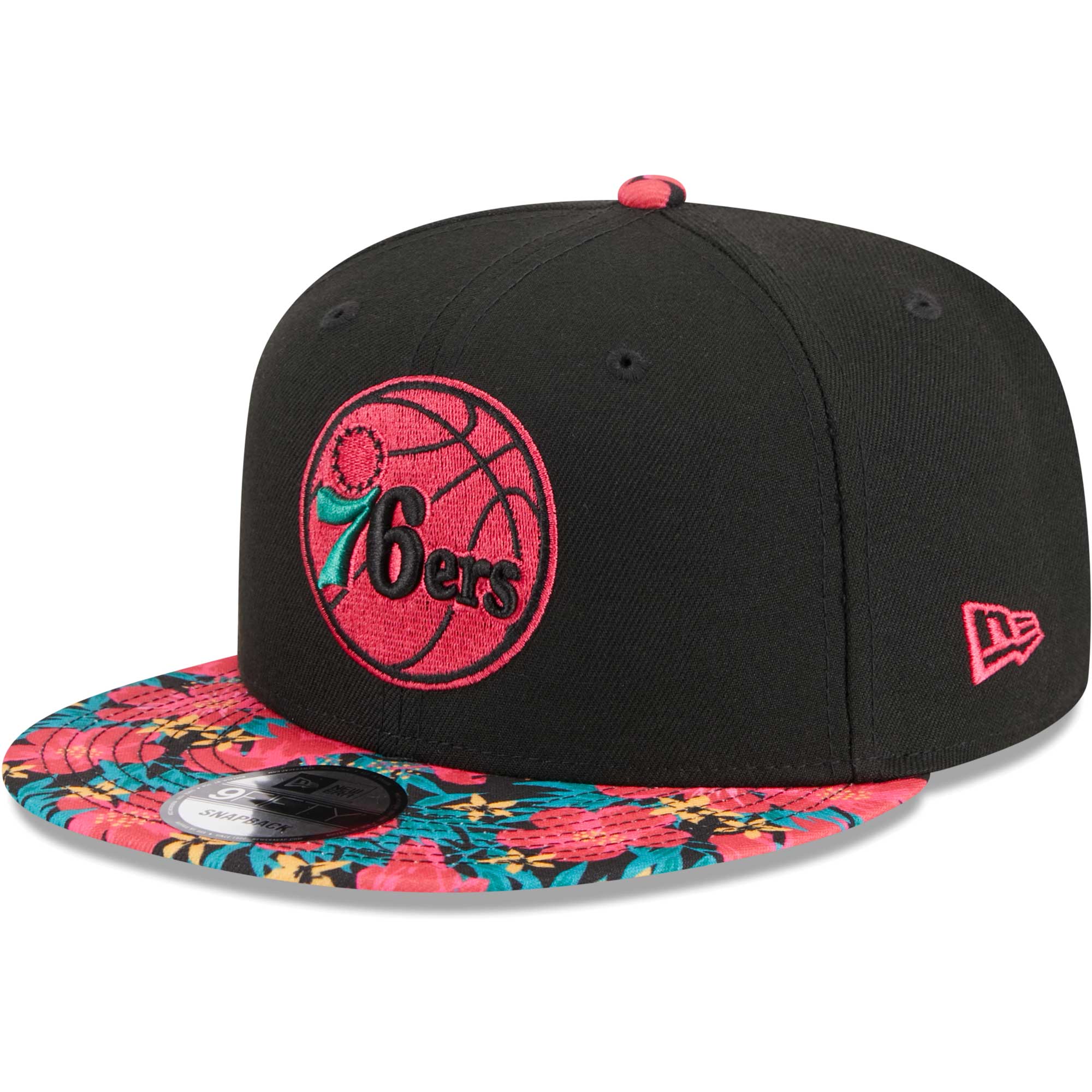 Philadelphia 76ers New Era Neon Floral 9FIFTY Snapback Hat - Black