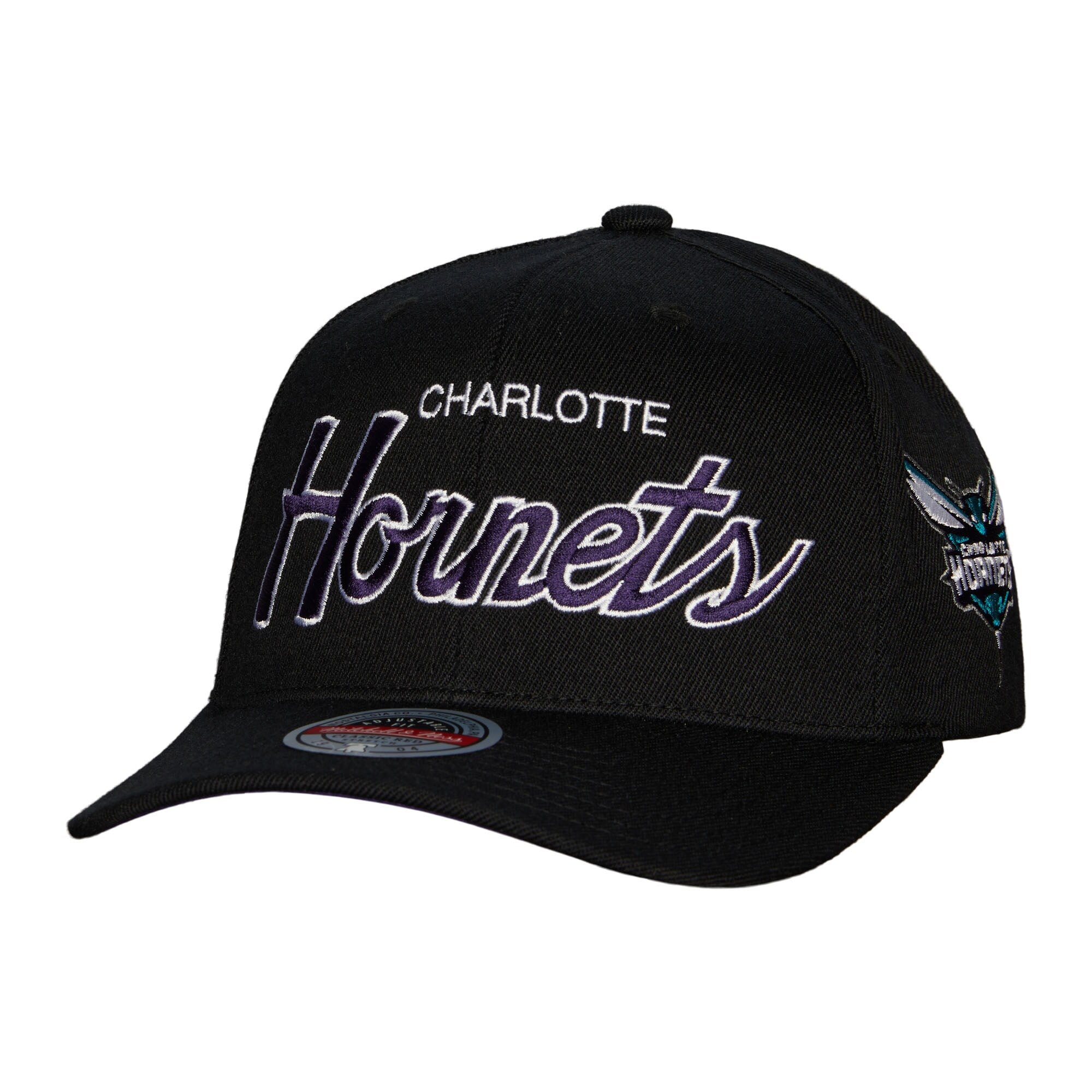 Charlotte Hornets Mitchell & Ness MVP Team Script 2.0 Stretch-Snapback Hat - Black