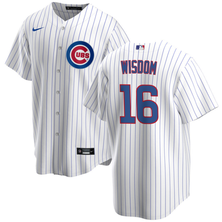 Men's Patrick Wisdom Chicago Cubs Premium Twill White Home Replica Jersey