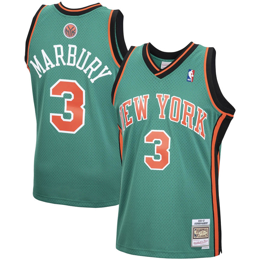 Men's New York Knicks 2007-08 Mitchell & Ness Stephon Marbury Swingman Green Jersey