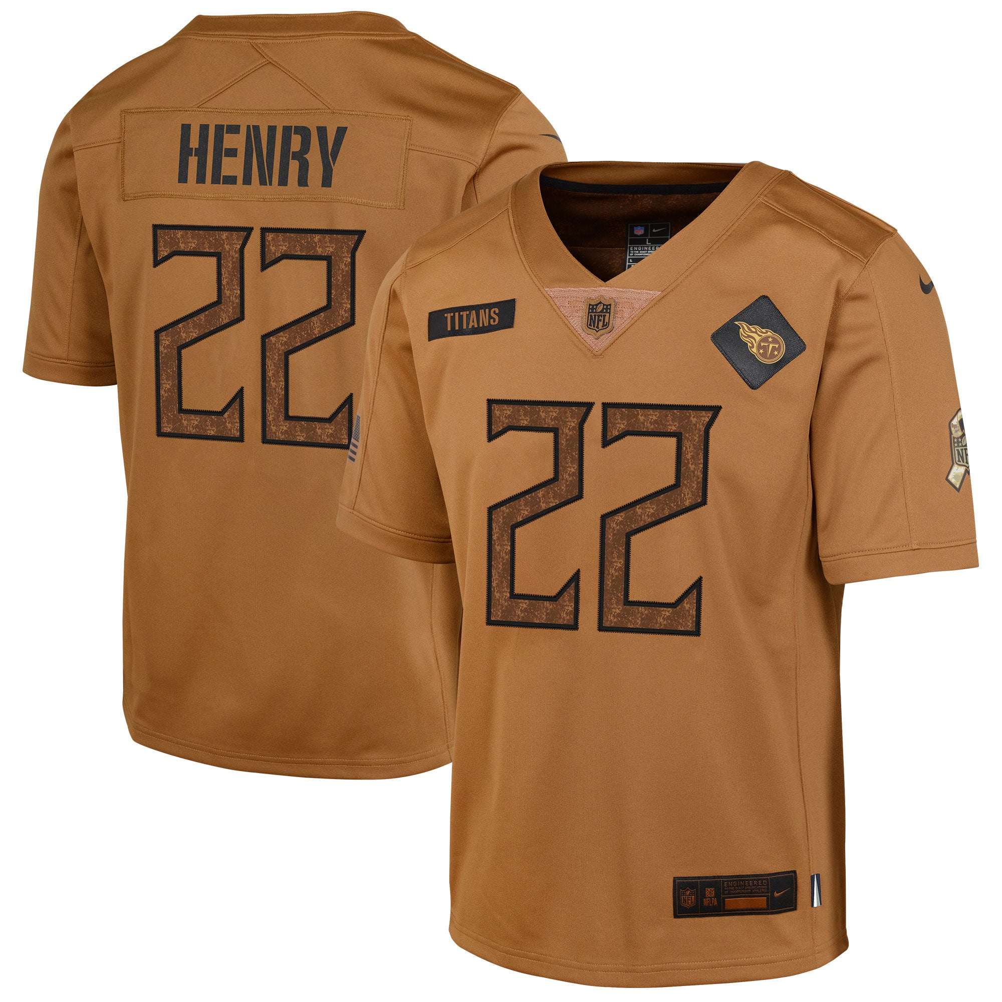 Derrick Henry Tennessee Titans Nike Youth 2023 Salute To Service Limited Jersey   Brown