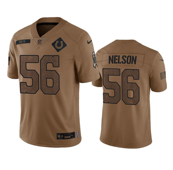 Men s Indianapolis Colts Quenton Nelson 2023 Brown Salute To Sertvice Limited Stitched Jersey