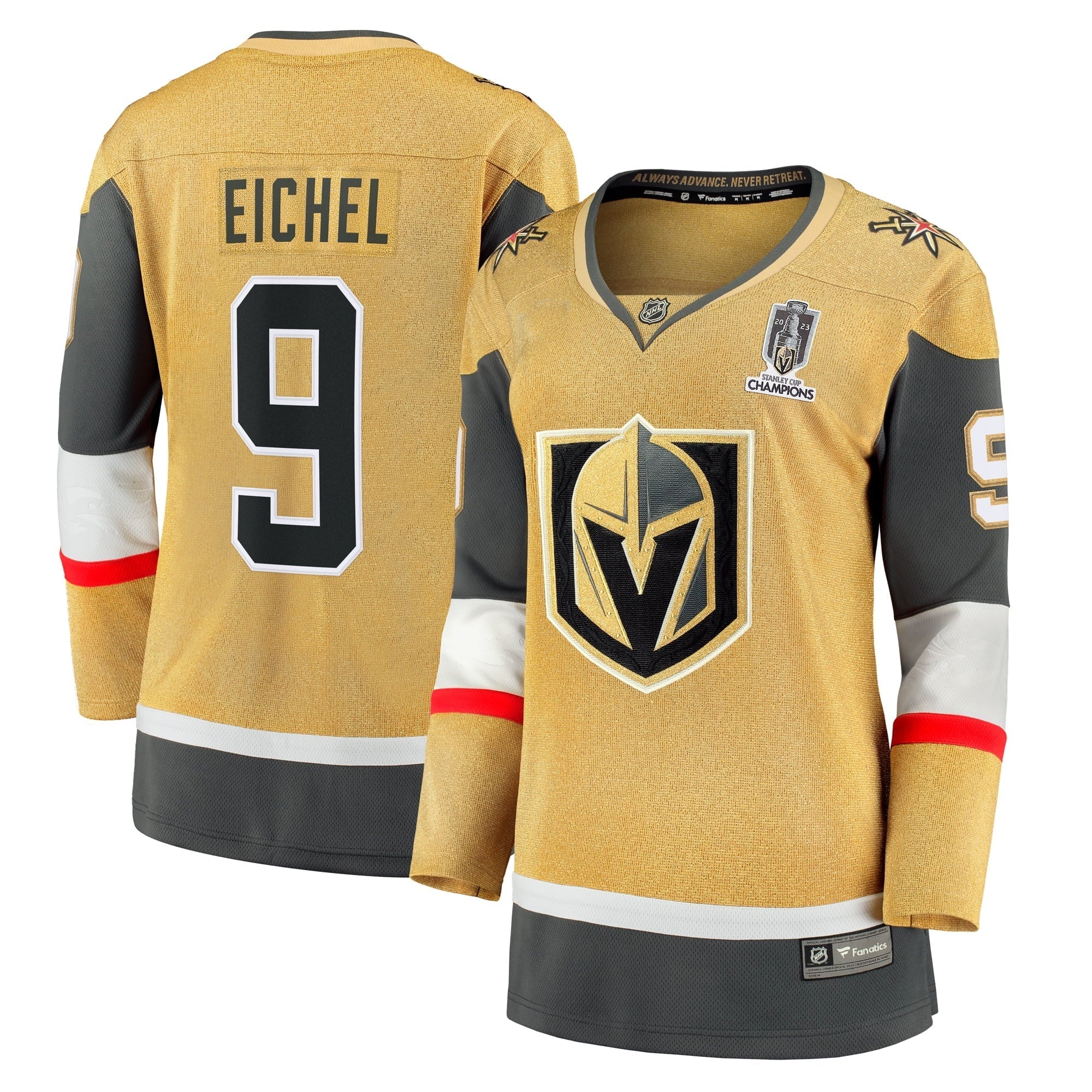 Women's Fanatics Branded Jack Eichel Gold Vegas Golden Knights 2023 Stanley Cup Champions Home Breakaway Player Jersey