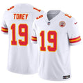 Men s Kansas City Chiefs #19 Kadarius Toney White 2023 Vapor Untouchable Limited Football Stitched Jerseys