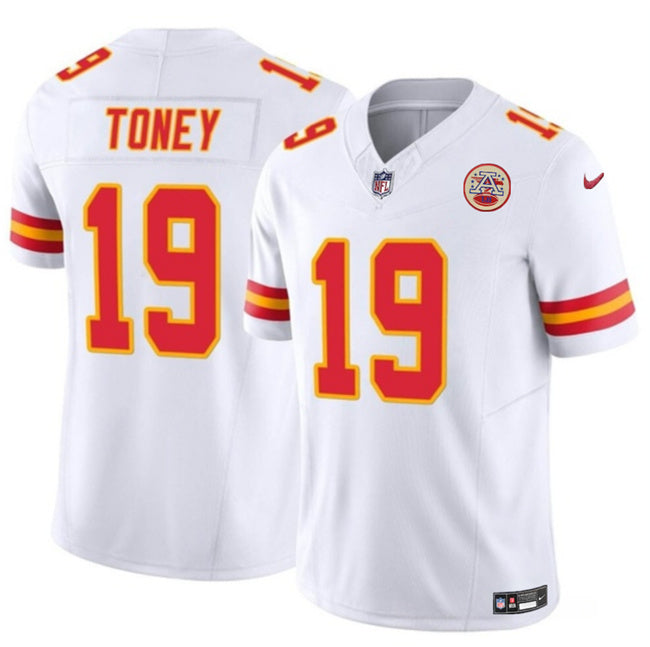 Men s Kansas City Chiefs #19 Kadarius Toney White 2023 Vapor Untouchable Limited Football Stitched Jerseys