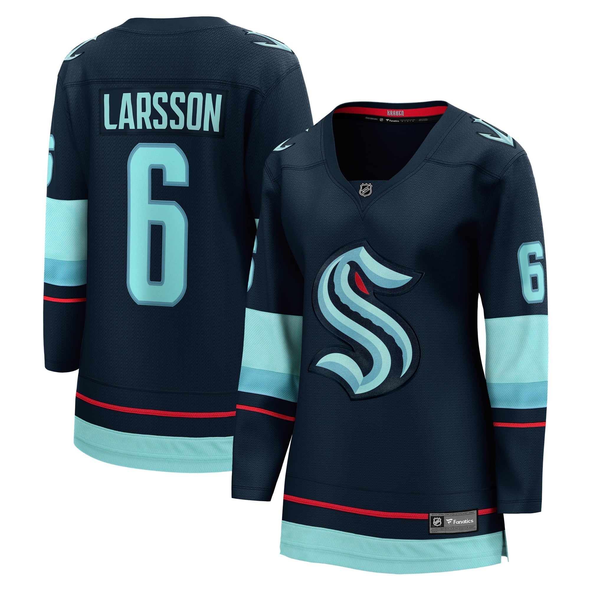 Women's Fanatics Branded Adam Larsson Deep Sea Blue Seattle Kraken Home Breakaway Player Jersey