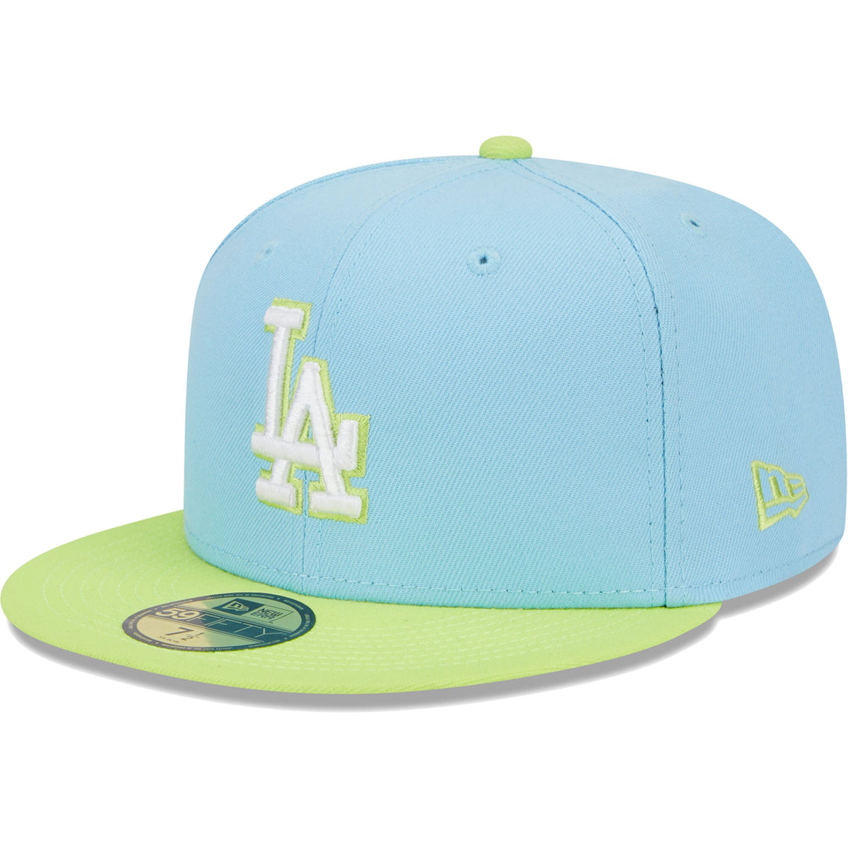 Los Angeles Dodgers New Era Spring Color Two-Tone 59FIFTY Fitted Hat - Light Blue/Neon Green