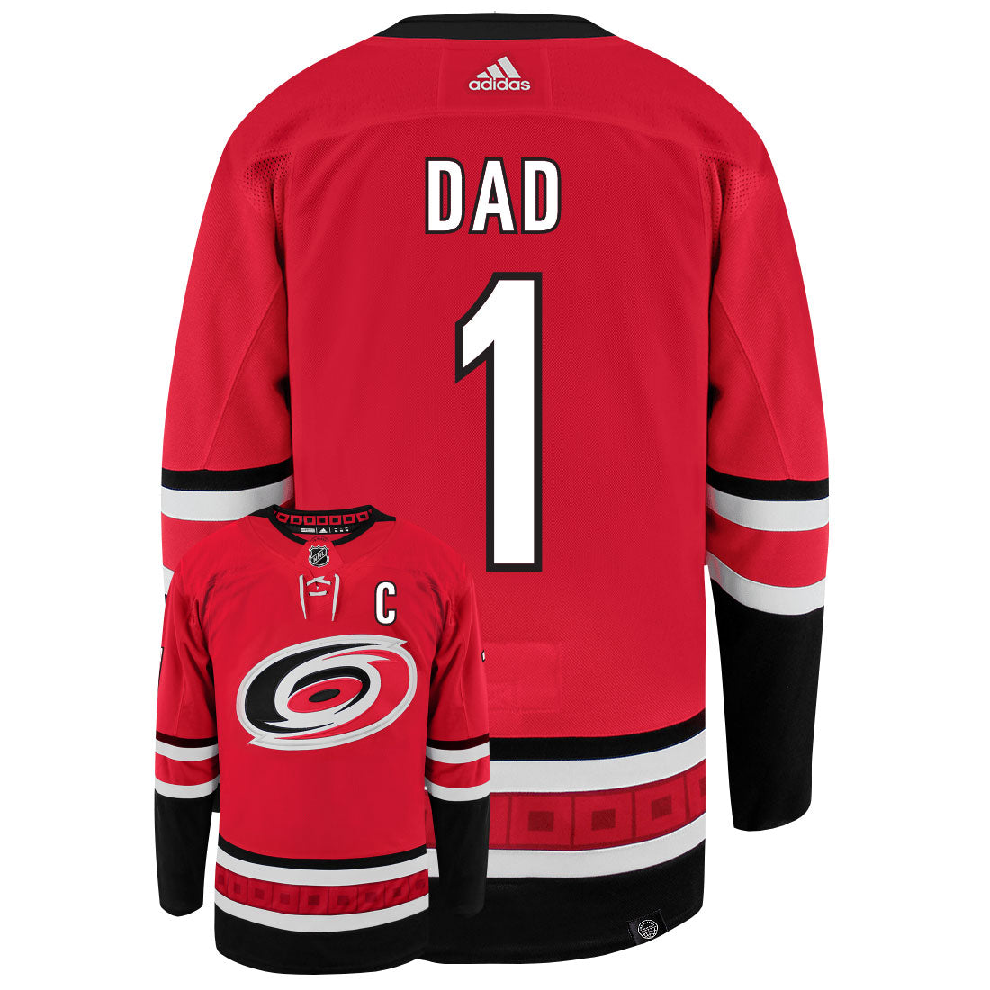 Carolina Hurricanes Dad Number One Adidas Primegreen Authentic NHL Hockey Jersey