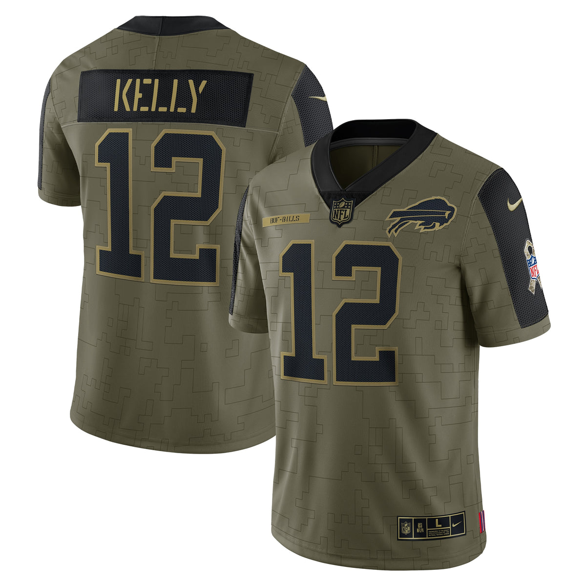 Jim Kelly Buffalo Bills Nike 2021 Salute To Service Retired Player Limited Jersey   Olive