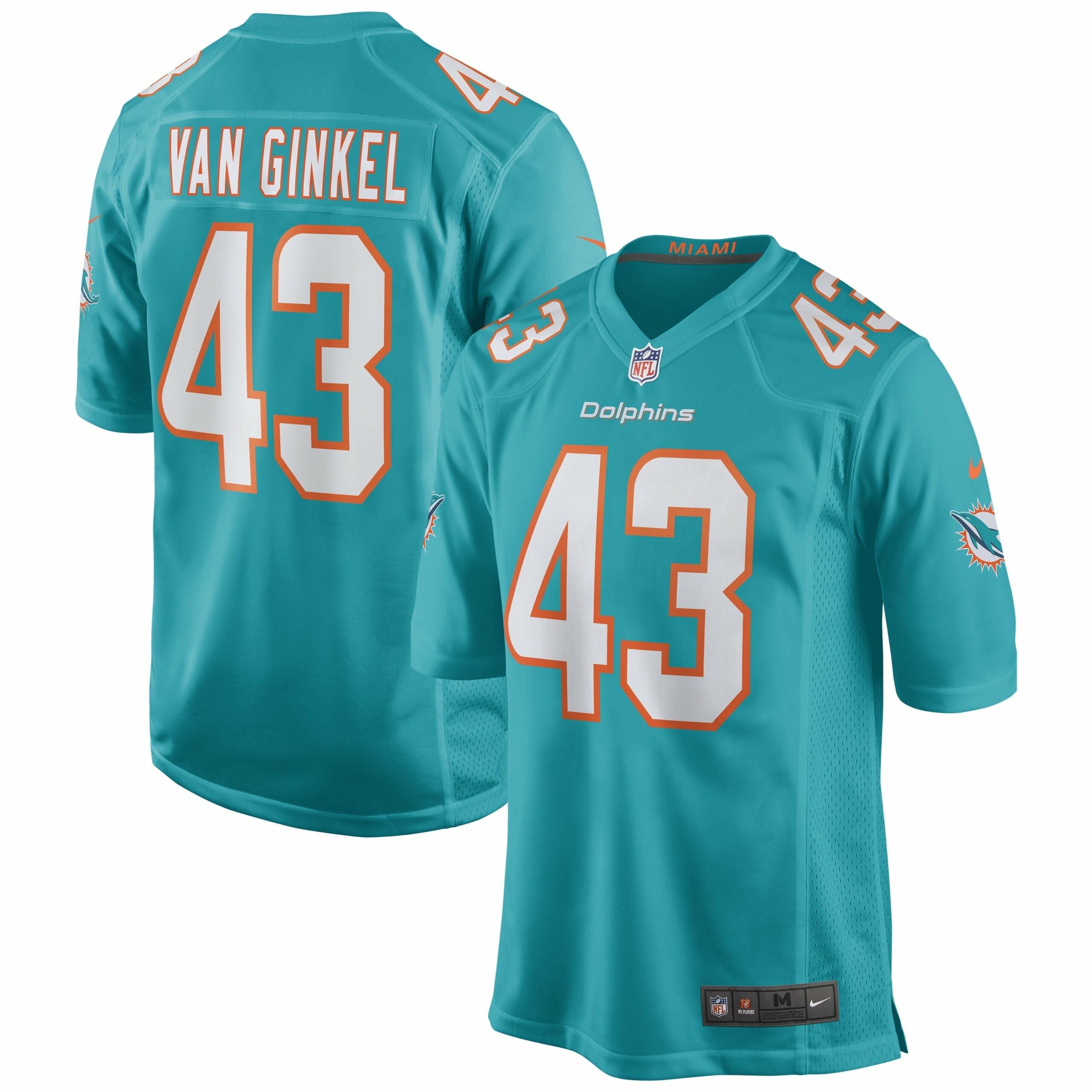 Men s Nike Andrew Van Ginkel Aqua Miami Dolphins Game Jersey