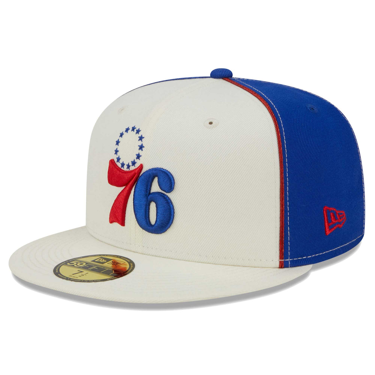 Philadelphia 76ers New Era Piped Pop Panel 59FIFTY Fitted Hat - Cream