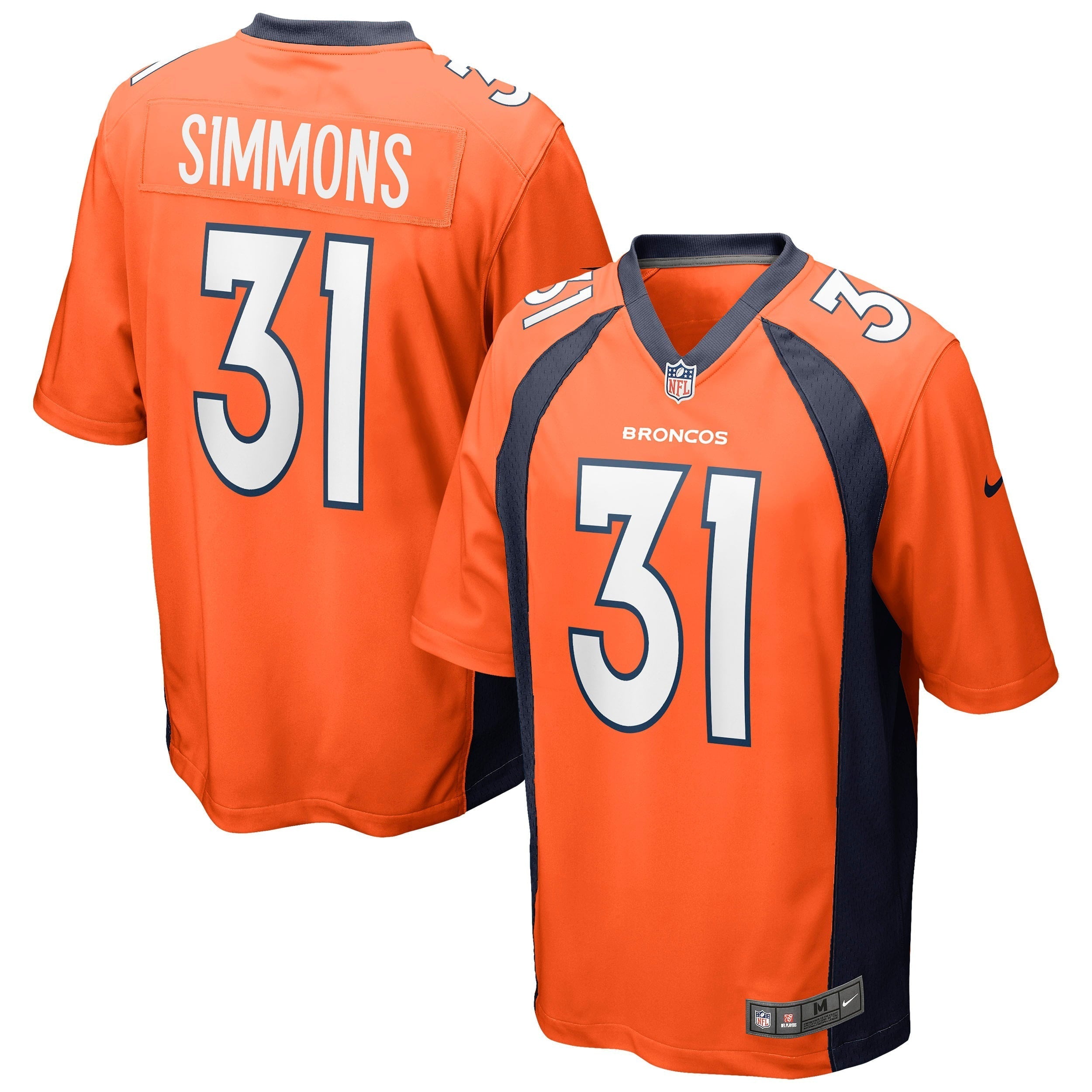 Men s Nike Justin Simmons Orange Denver Broncos Game Jersey