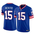Men s New York Giants Tommy DeVito Royal 2023 Throwback Limited Stitched Jerseys