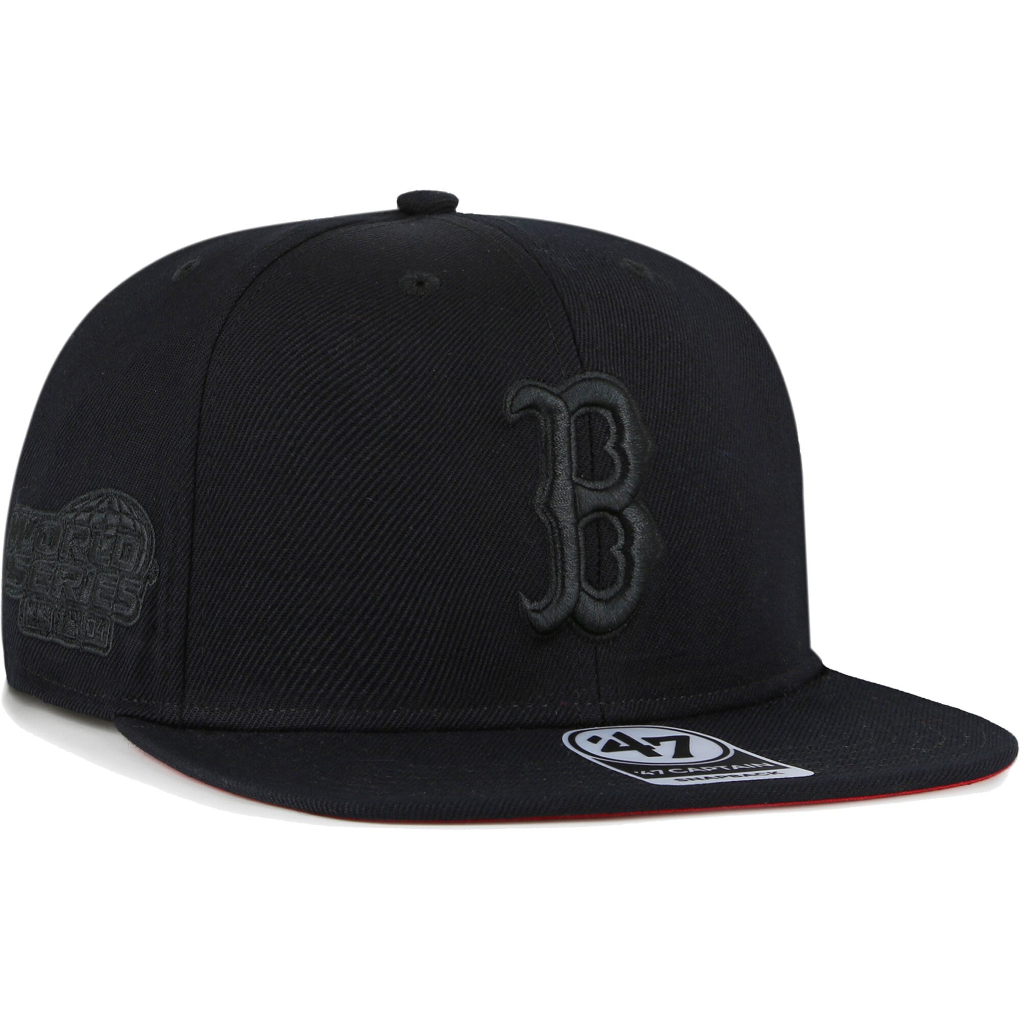 Boston Red Sox '47 Black on Black Sure Shot Captain Snapback Hat