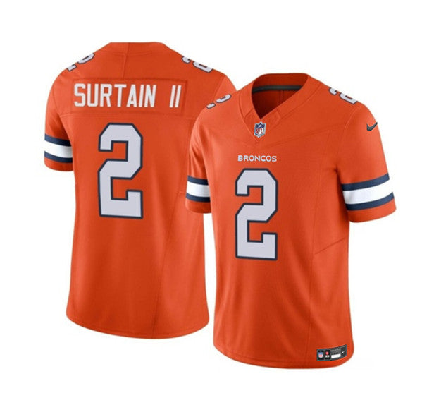 Men s Denver Broncos Pat Surtain II Orange 2023 Vapor Untouchable  Stitched Jerseys