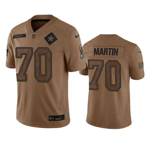 Men s Dallas Cowboys Zack Martin 2023 Brown Salute To Service Limited Stitched Jersey