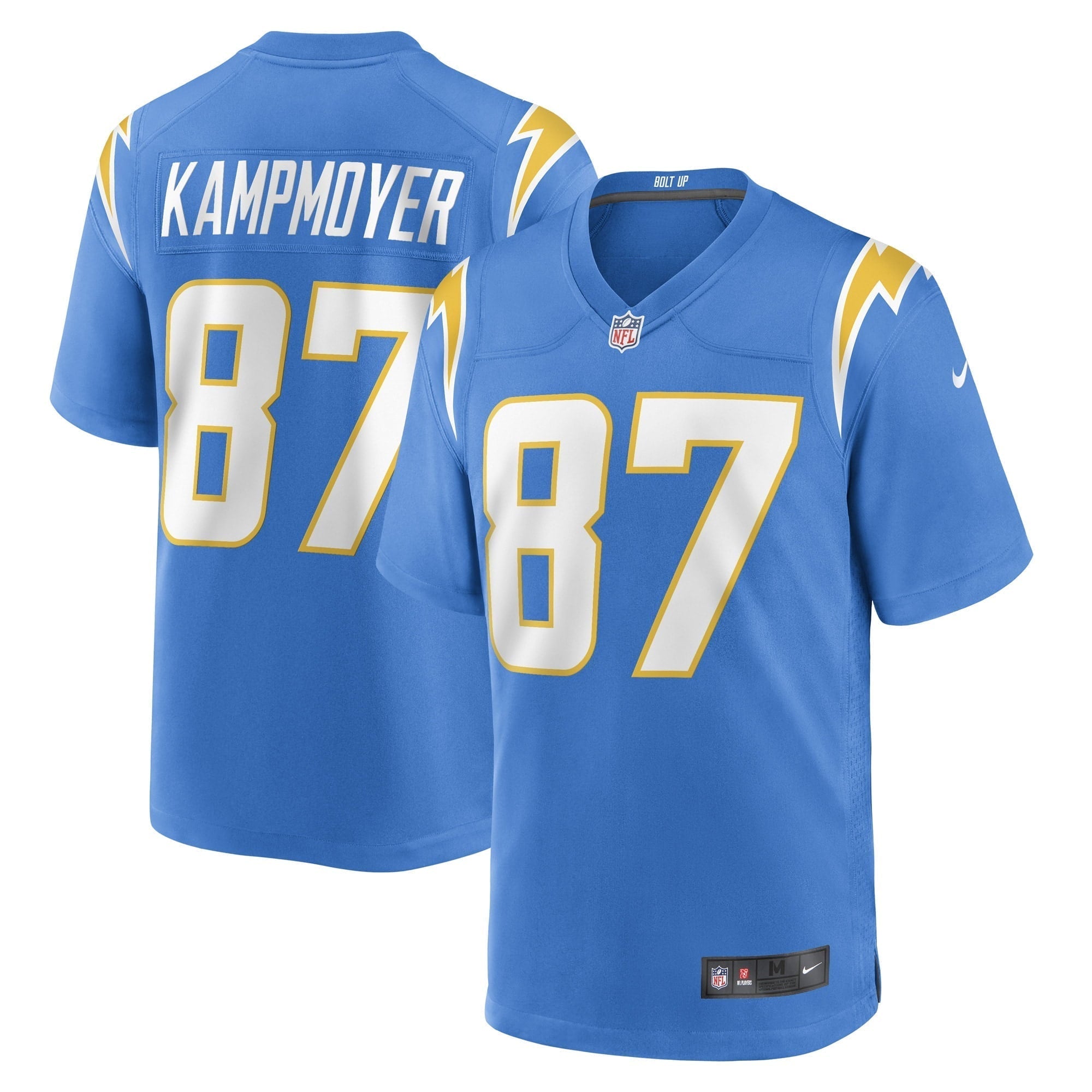 Men s Nike Hunter Kampmoyer Powder Blue Los Angeles Chargers Game Player Jersey